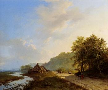 巴倫德 科內利斯 庫庫尅 A Summer Landscape With Travellers On A Path 巴倫德 科內利斯 庫庫尅 A Summer Landscape With Travellers On A Path